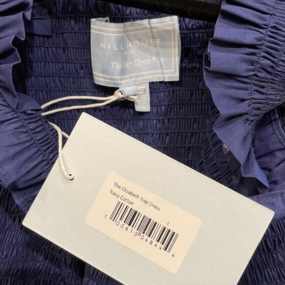 New Hill House Elizabeth 100% Cotton Mini Nap Dress Navy Large - Picture 5 of 7